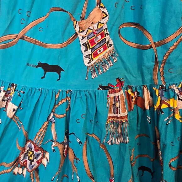 80's Miller Stockman Western Living  Long Skirt Blue Cowboy Western Size Medium - Picture 3 of 7